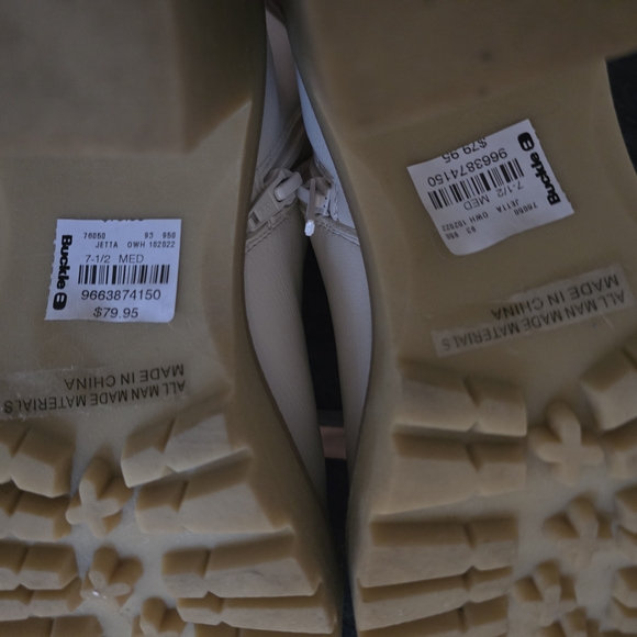 Buckle White and Tan Ankle Booties - Picture 3 of 3